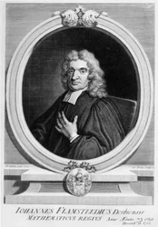 Sir John Flamsteed, gravado por George Vertue, 1719